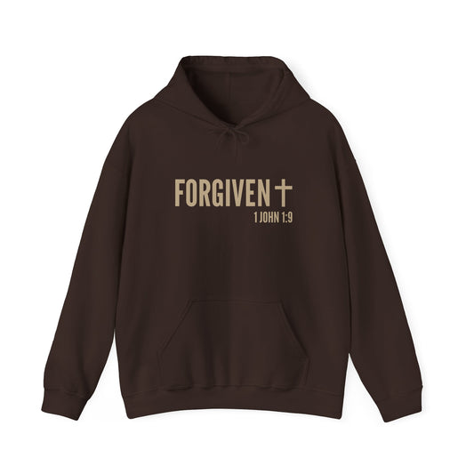 Forgiven - Khaki on Brown - Unisex Heavy Blend Hooded Sweatshirt